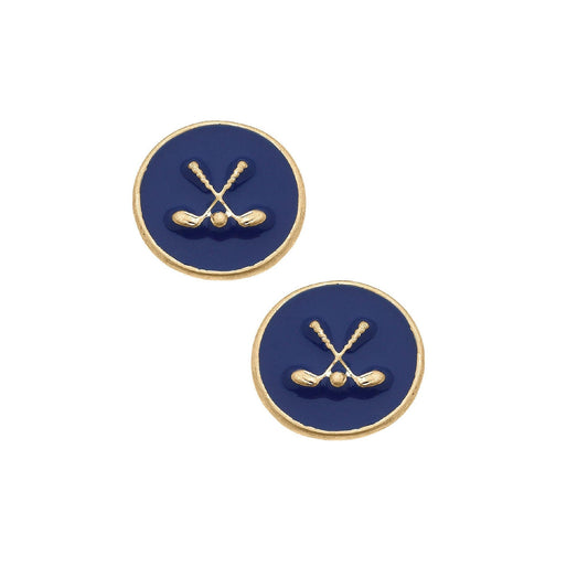 Earring - Stud - Paige Golf Clubs Enamel - Blue - Findlay Rowe Designs