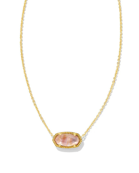 Kendra Scott- Elisa Gold Pendant Necklace in Light Pink Iridescent Abalone