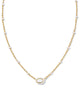 Kendra Scott - Necklace - Mini Elisa Gold Enamel Frame Short Pendant - Gold White Mother Of Pearl