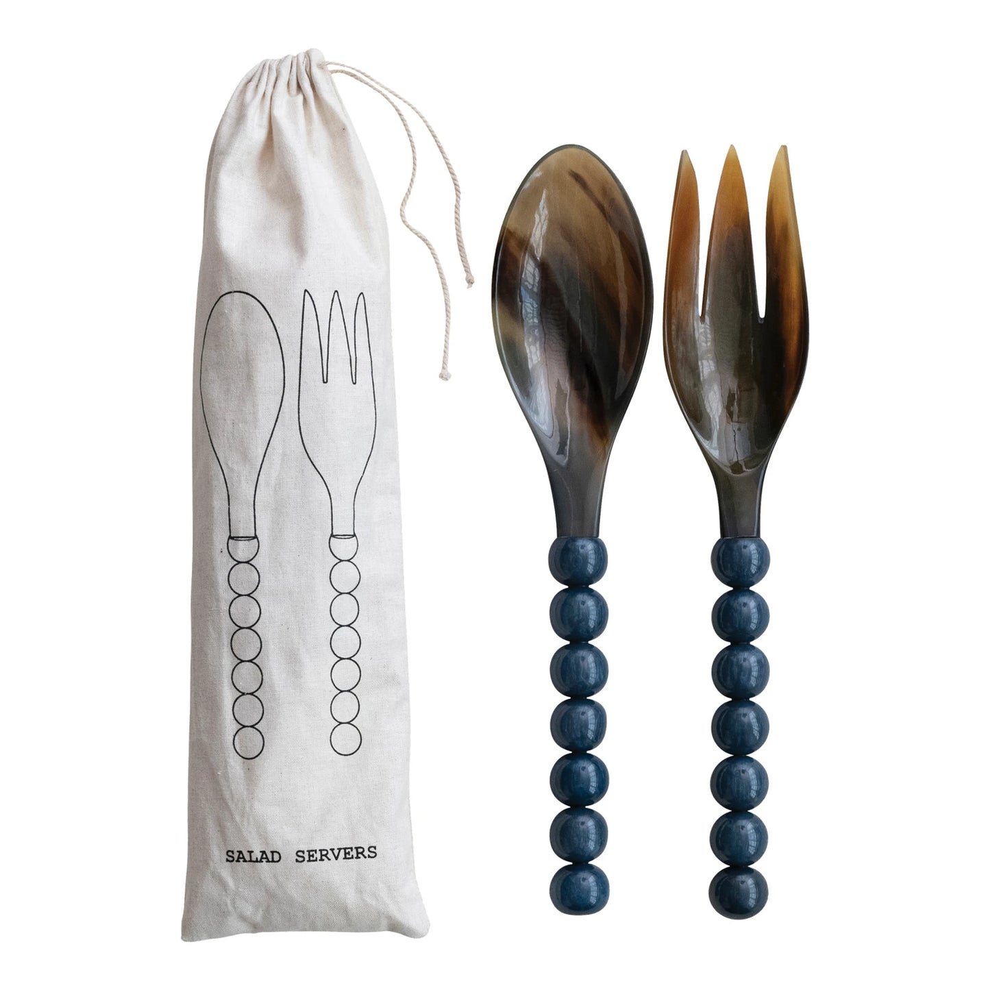 Salad Servers - Marbled Resin Ball Handles - Set 2 - Findlay Rowe Designs