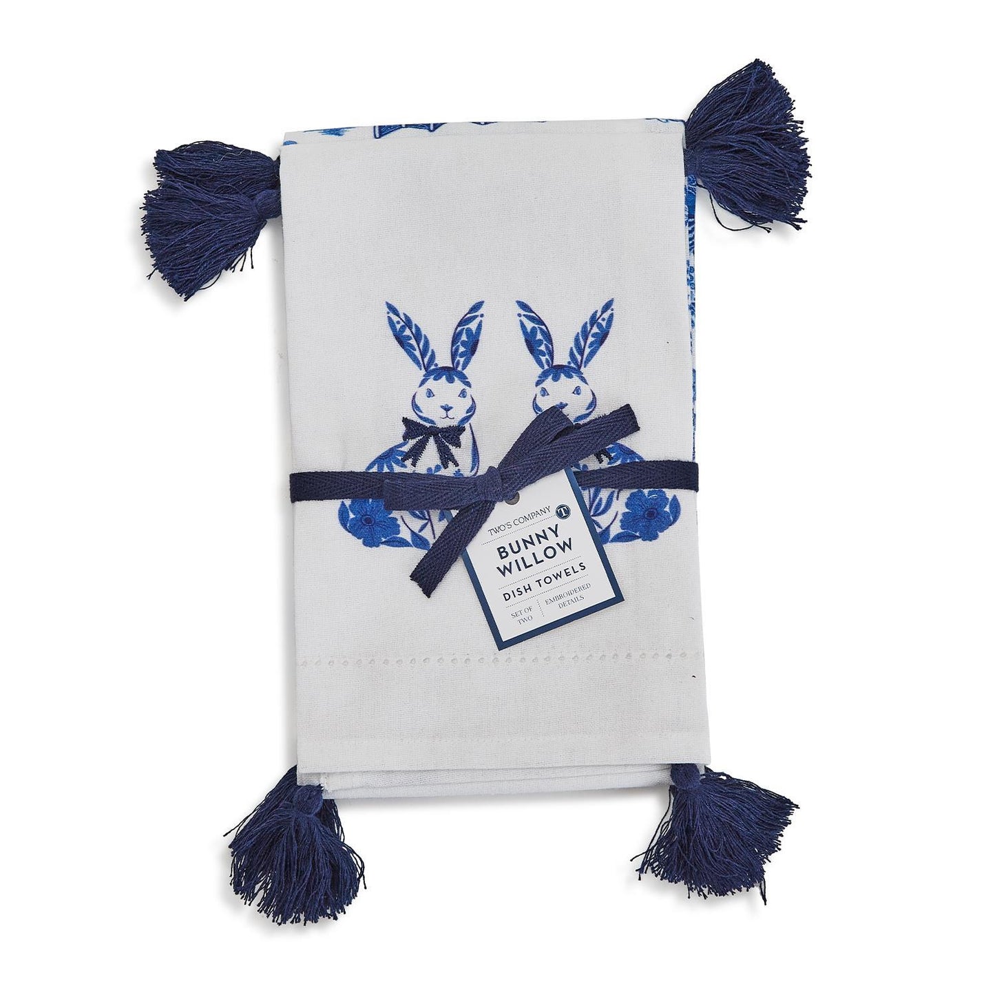 Blue & White Bunny Dish Towels- Set of 2
