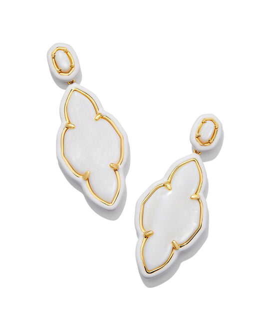 Kendra Scott - Earring - Abbie Enamel Frame Statement - Mother Of Pear - Findlay Rowe Designs