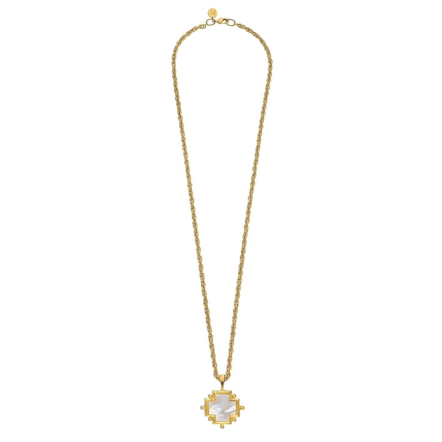 Susan Shaw - Necklace - Long Mother of Pearl Cross - Gold - Findlay Rowe Designs