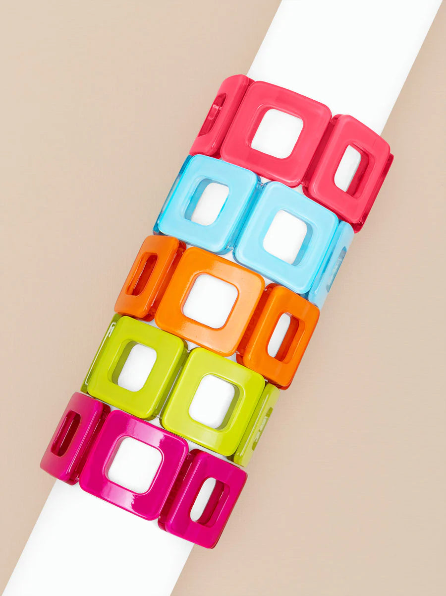 Bracelet - Resin Cut Out Squares - White - Findlay Rowe Designs