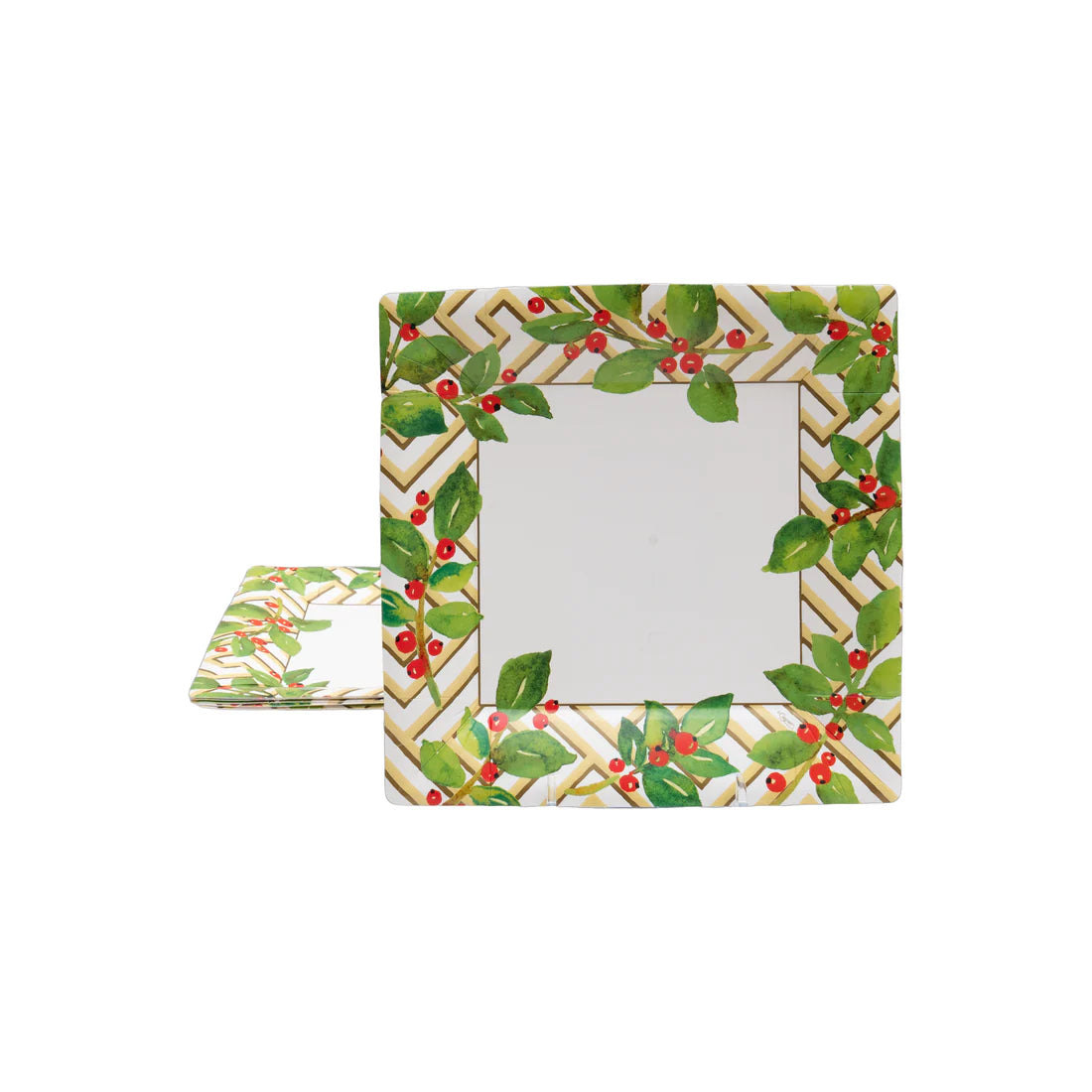 Caspari - Salad & Dessert Plates - Holly Fretwork