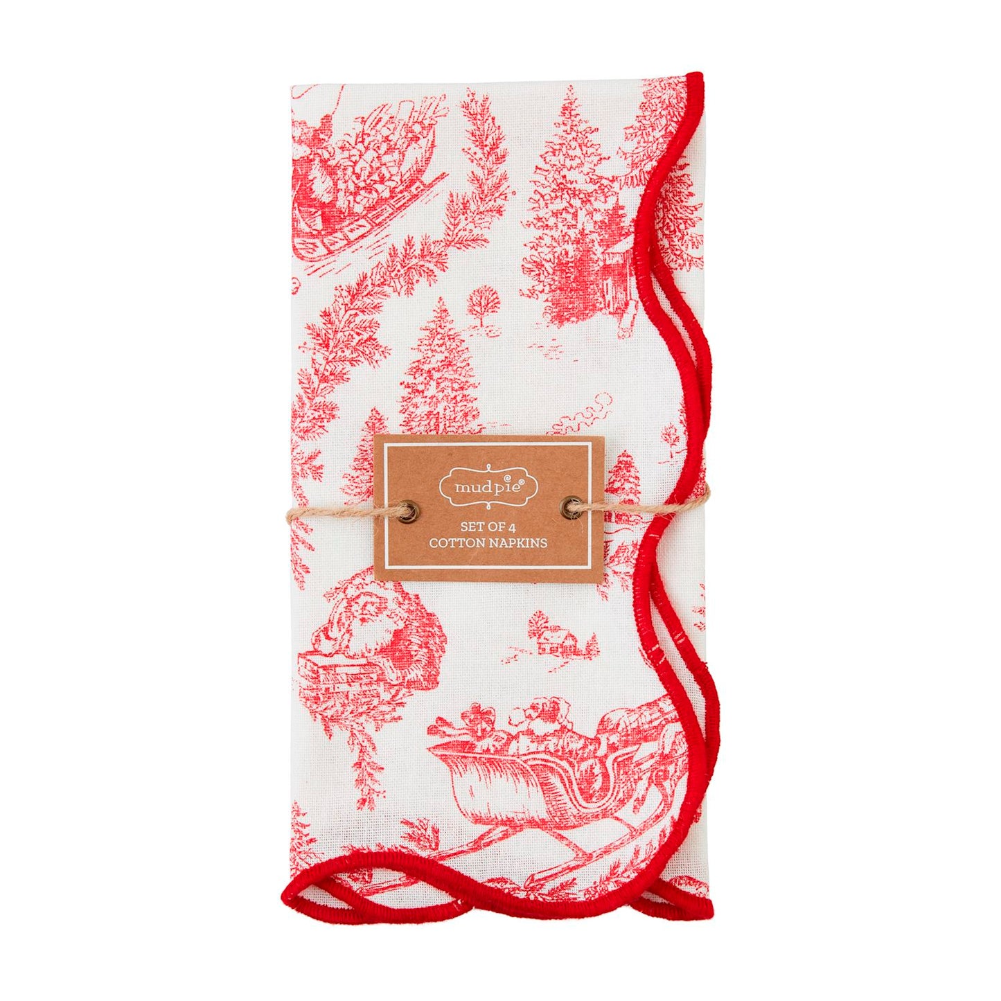 Mud Pie - Cloth Napkin - Toile Red
