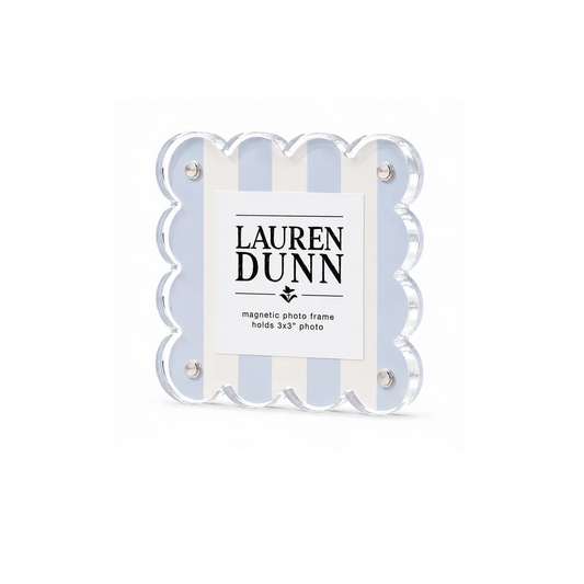 Lauren Dunn - 5x5 Frame - Gameday Striped Acrylic – Scalloped Blue Linen