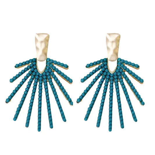 St. Armands - Earrings - Dark Turquoise Sunburst Statement Drop - Findlay Rowe Designs