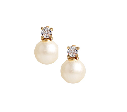 Lisi Lerch - Earrings - Carolyn- Small Rhinestone and Pearl Stud - Findlay Rowe Designs