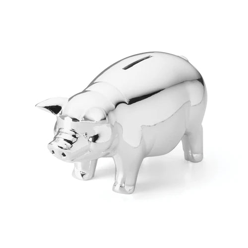 Reed and Barton - Classic Piggy Bank - Silverplated Porcelain - Findlay Rowe Designs