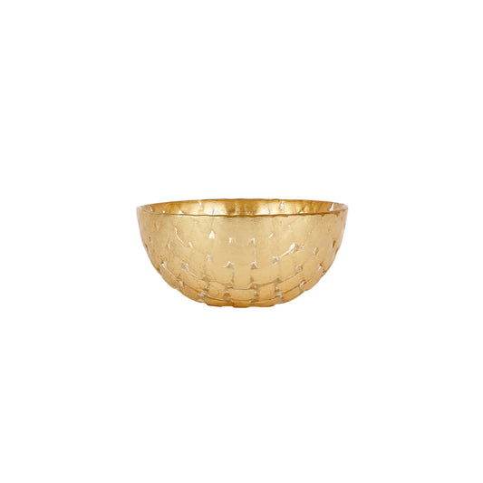Vietri - Rufolo - Glass Gold Basketweave Dipping Bowl - Findlay Rowe Designs