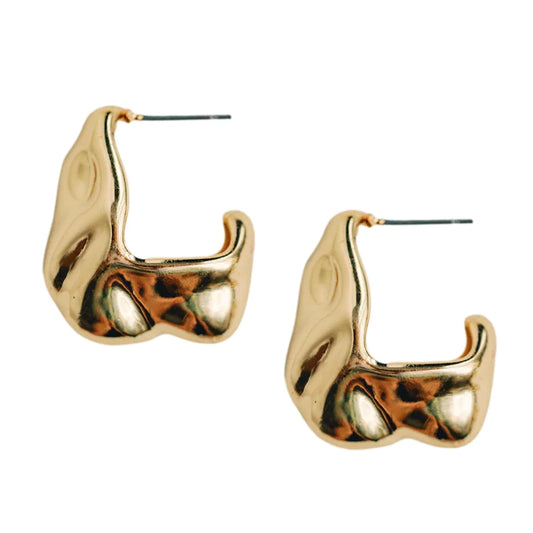St. Armands - Huggie Hoops - Crumpled Gold Vintage Style - Findlay Rowe Designs