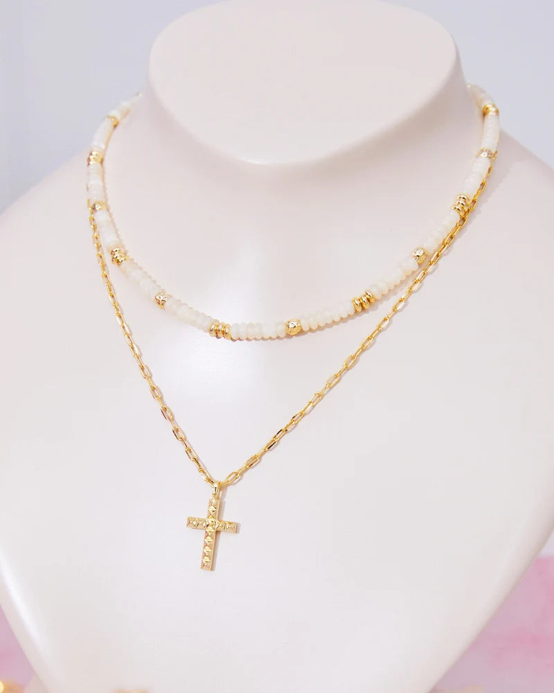 Medium Cross 14k White Gold Pendant Necklace in White Diamond | Kendra Scott