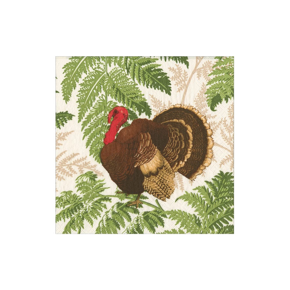 Caspari - Luncheon Napkins - Turkey Among Ferns
