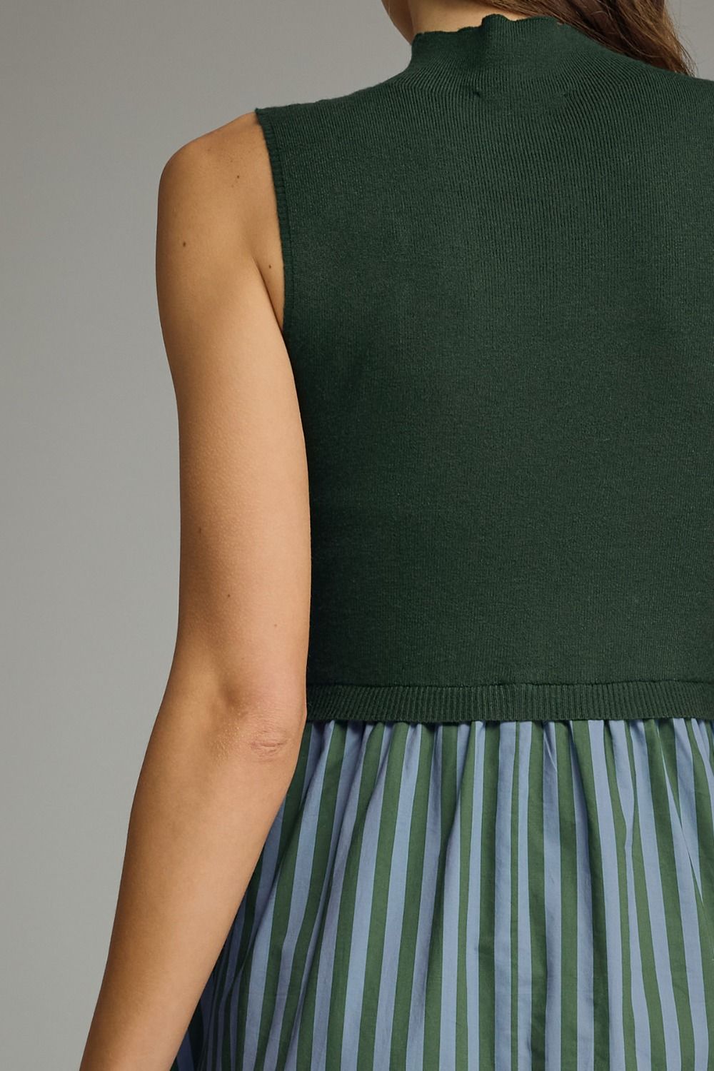 Entro - Dress - Midi Sleeveless Mock - Hunter Green Stripe - Findlay Rowe Designs