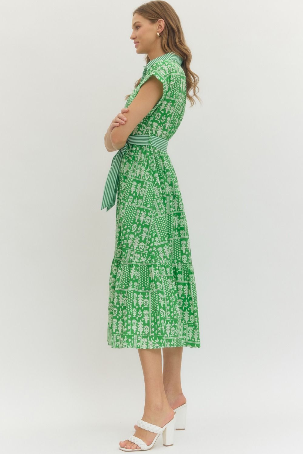 Entro - Dress - Midi Button Front - Green - Findlay Rowe Designs