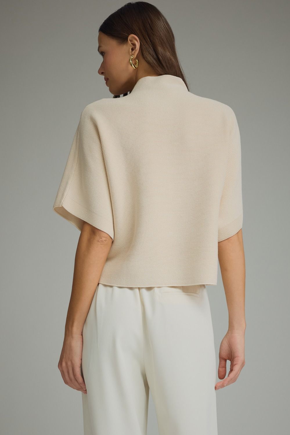 Entro - Top - Dolman Sleeve Ribbed Mock Sweater - Ecru - Findlay Rowe Designs