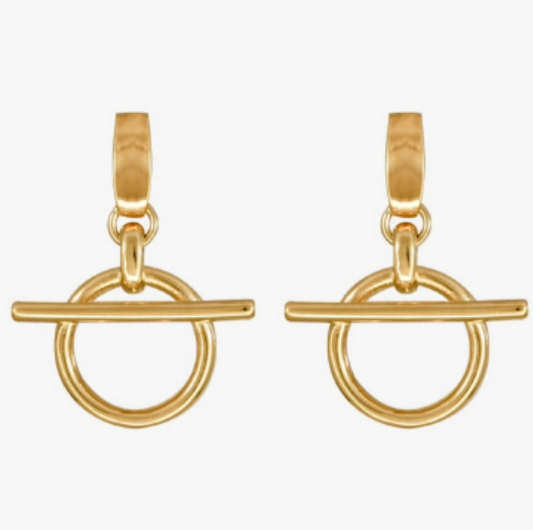 CXC- Gold Plated Earring Circle Bar Drop