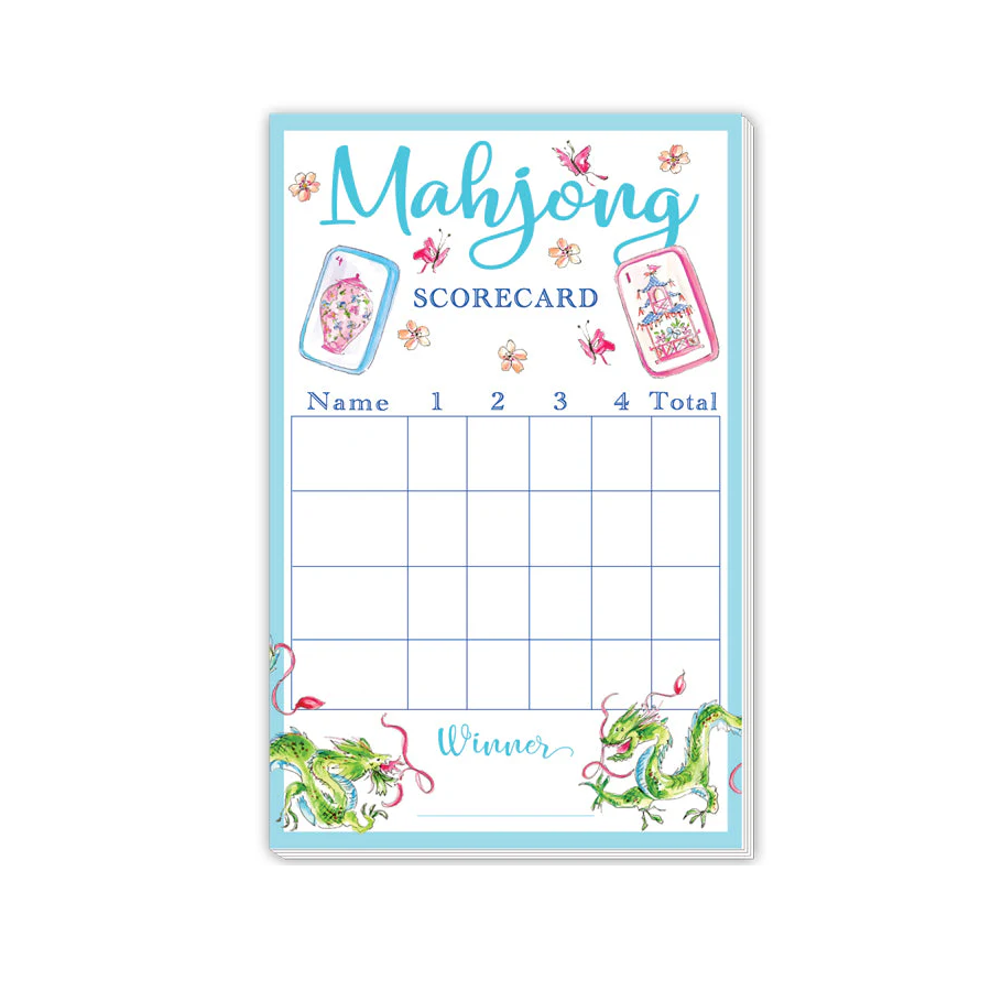 Rosanne Beck - Mahjong Scorecard Notepad - Butterflies & Dragons