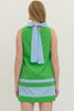 Entro - Dress - Mini - Sleeveless High Neck Bow - Green Light Blue - Findlay Rowe Designs