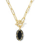 Kendra Scott - Necklace -   Elisa Gold Enamel Link and Chain - Black Agate - Findlay Rowe Designs