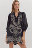 Entro - Dress - Embroidered Mini - Black