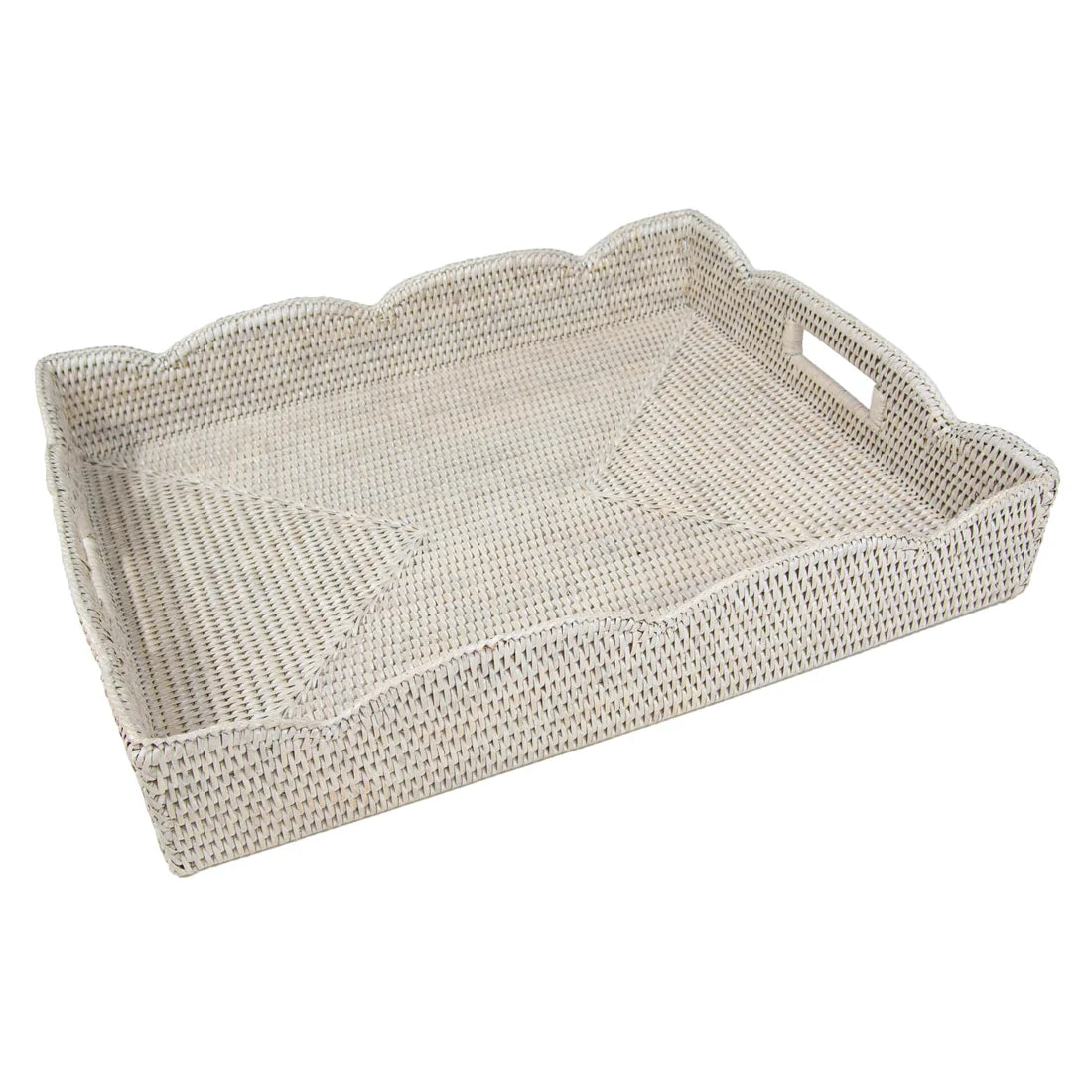 Caspari - Rattan Scalloped Large Tray - Cream - Findlay Rowe Designs