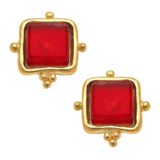 Susan Shaw - Earring - Madeline Studs - Scarlet - Findlay Rowe Designs