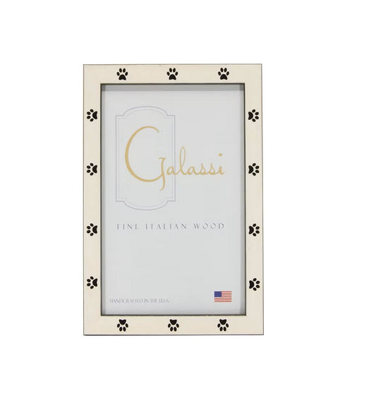 Galassi - Frame - Embossed Burl Wood - 4x6 White - Black Paw Print - Findlay Rowe Designs