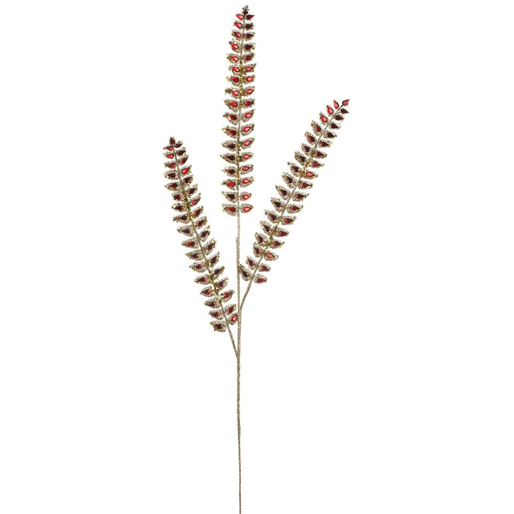 Allstate Floral - 34.5" Glittered Rhinestone Mini Leaf Spray - Red - Findlay Rowe Designs