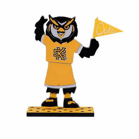 *** Check Photo***  Glory Haus - Wooden Mascot - KSU - Scrappy Owl