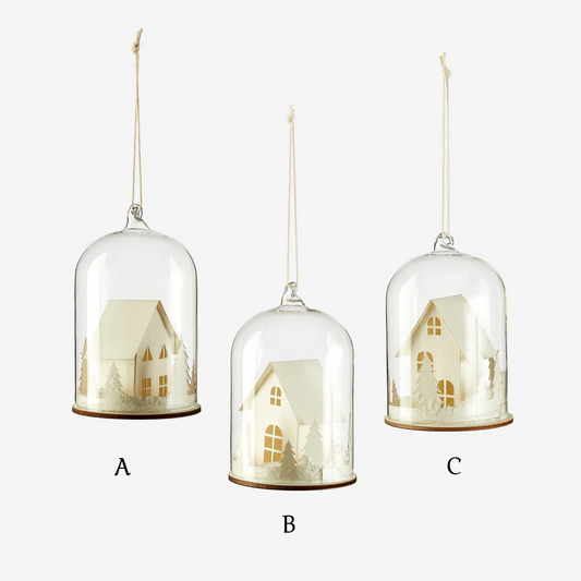 Ornament - Glass Dome Paper House