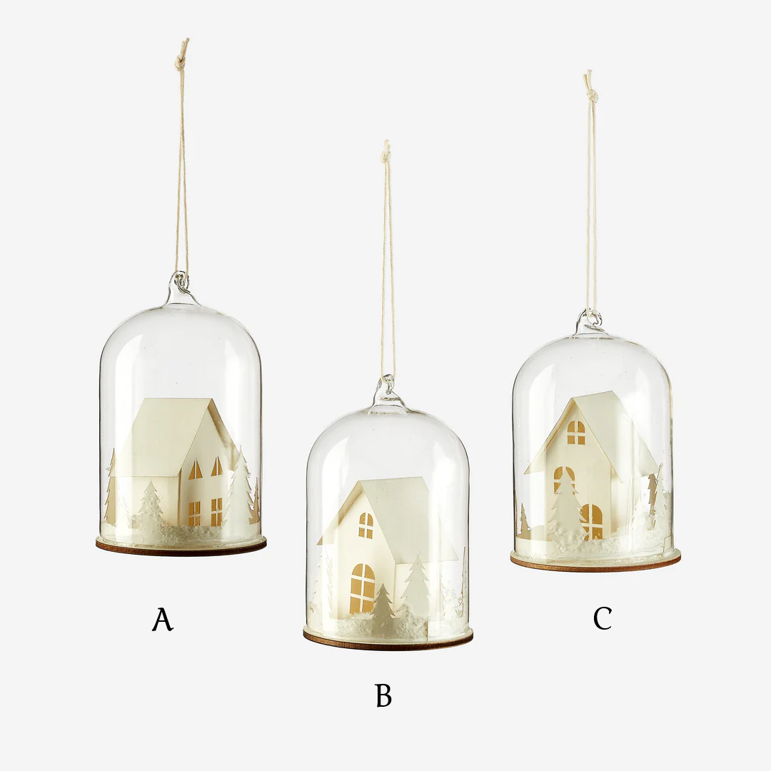 Ornament - Glass Dome Paper House