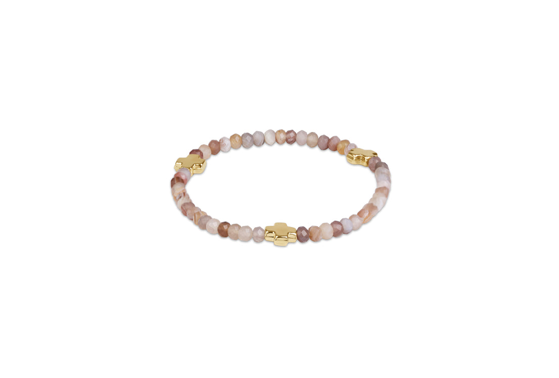 Enewton - Signature Cross Gold 4mm Gemstone Bracelet - Botswana Agate