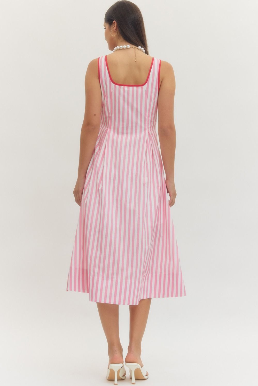 Entro - Dress - Midi Sleeveless - Pink Stripe - Findlay Rowe Designs