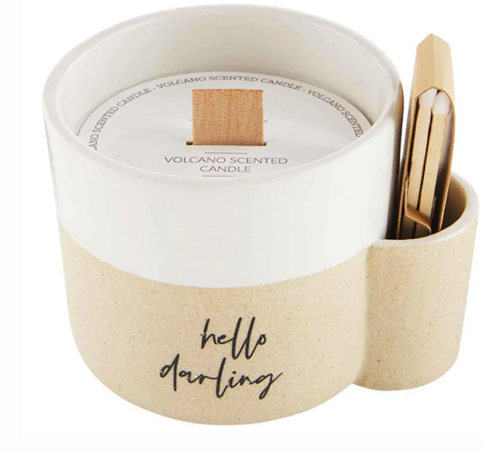 MUD PIE - HELLO DARLING - SENTIMENT CANDLE WITH MATCHES