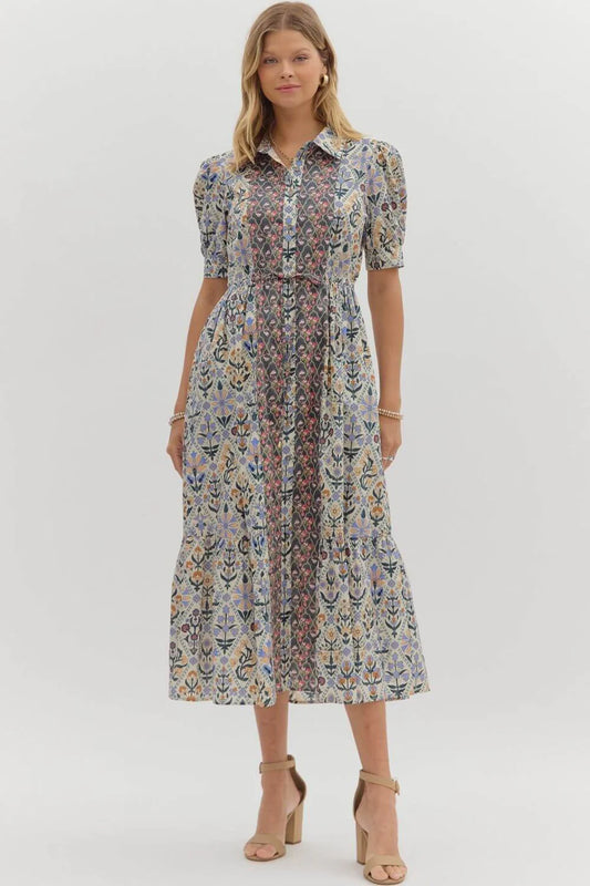 Entro - Dress - Diamond Floral Midi - Findlay Rowe Designs