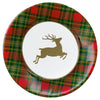 Caspari - Dinner Plates -  Reindeer Tartan Red
