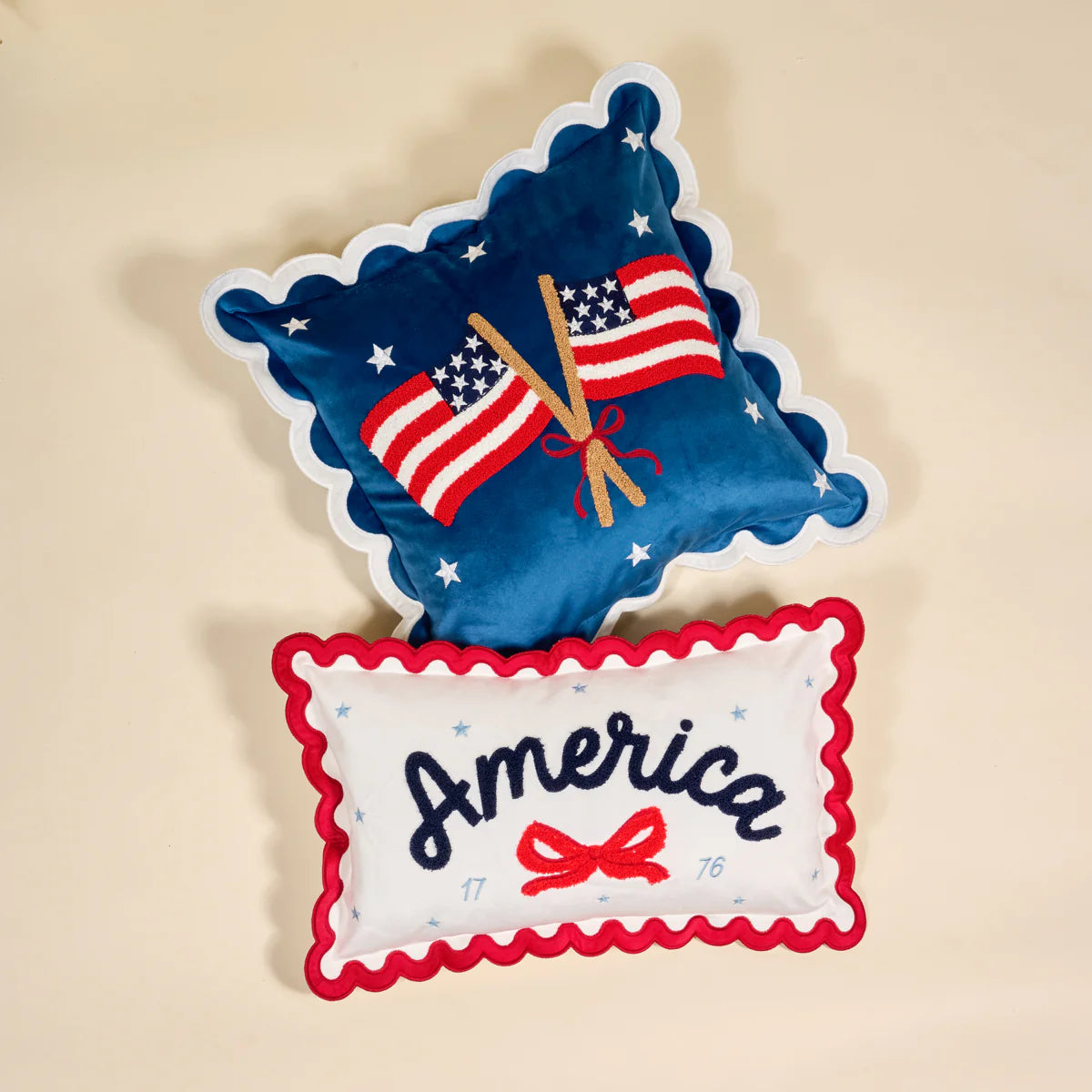 Pillow - America  - White with Bow - Findlay Rowe Designs