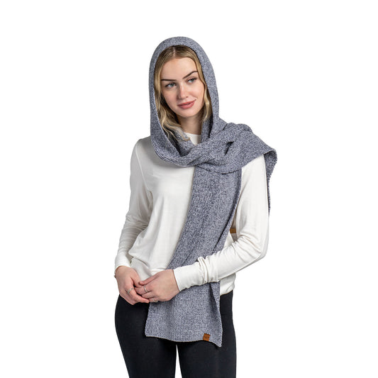BRITT'S KNITS Hooded Chenille Scarf in Gray