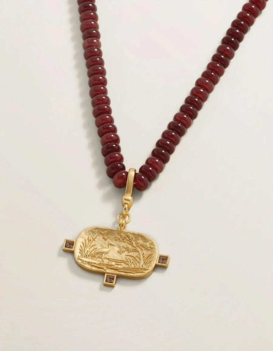 Spartina - Necklace - Salt Marsh Beaded Charm 18" - Bordeaux