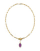 Kendra Scott - Necklace -   Elisa Gold Enamel Link and Chain - Gold Purple Mother Of Pearl - Findlay Rowe Designs