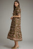 Entro - Dress - Midi Puff Sleeve High Neck - Olive - Findlay Rowe Designs