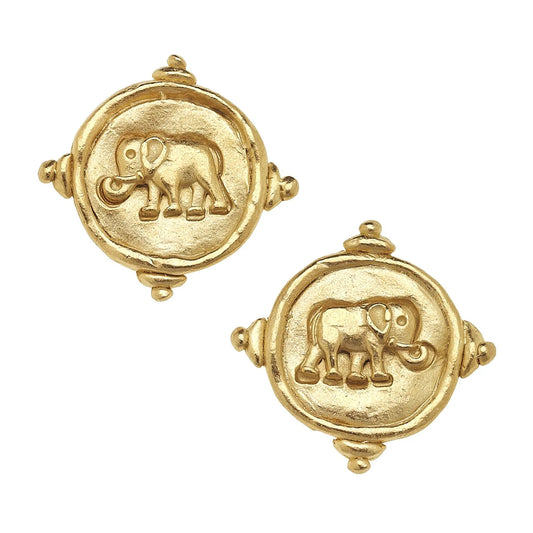 Susan Shaw - Earrings - Elephant Intaglio Studs