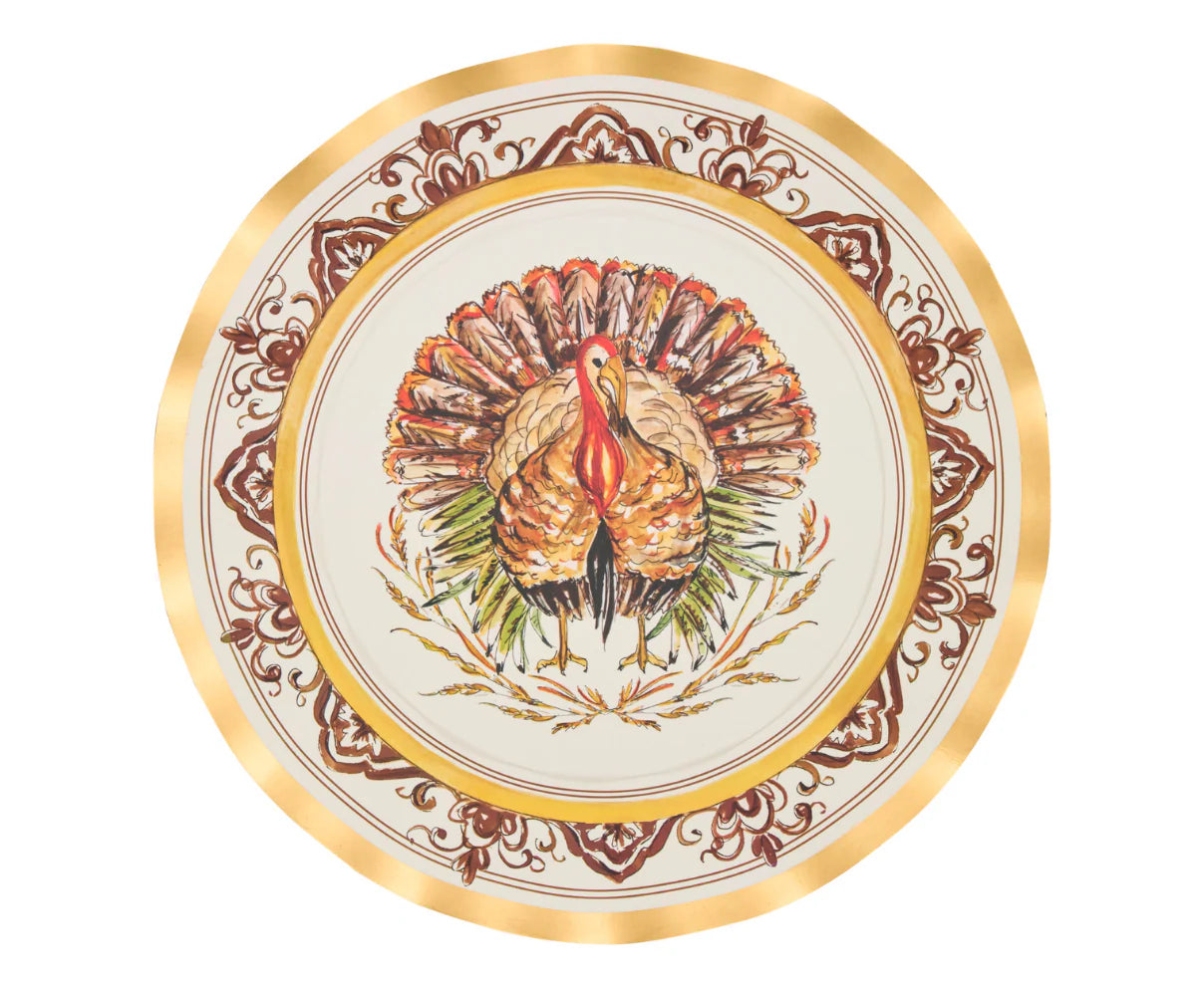 Sophistiplate - Wavy Edge Dinner Plate - Turkey & Gourds