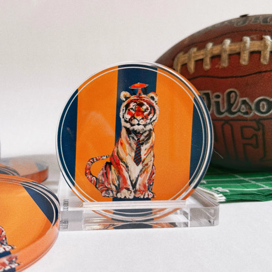 Lauren Dunn - Coaster - Acrylic Game Day - Tiger - Navy - Findlay Rowe Designs