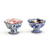 Footed Bowl - Scalloped - Blue and White