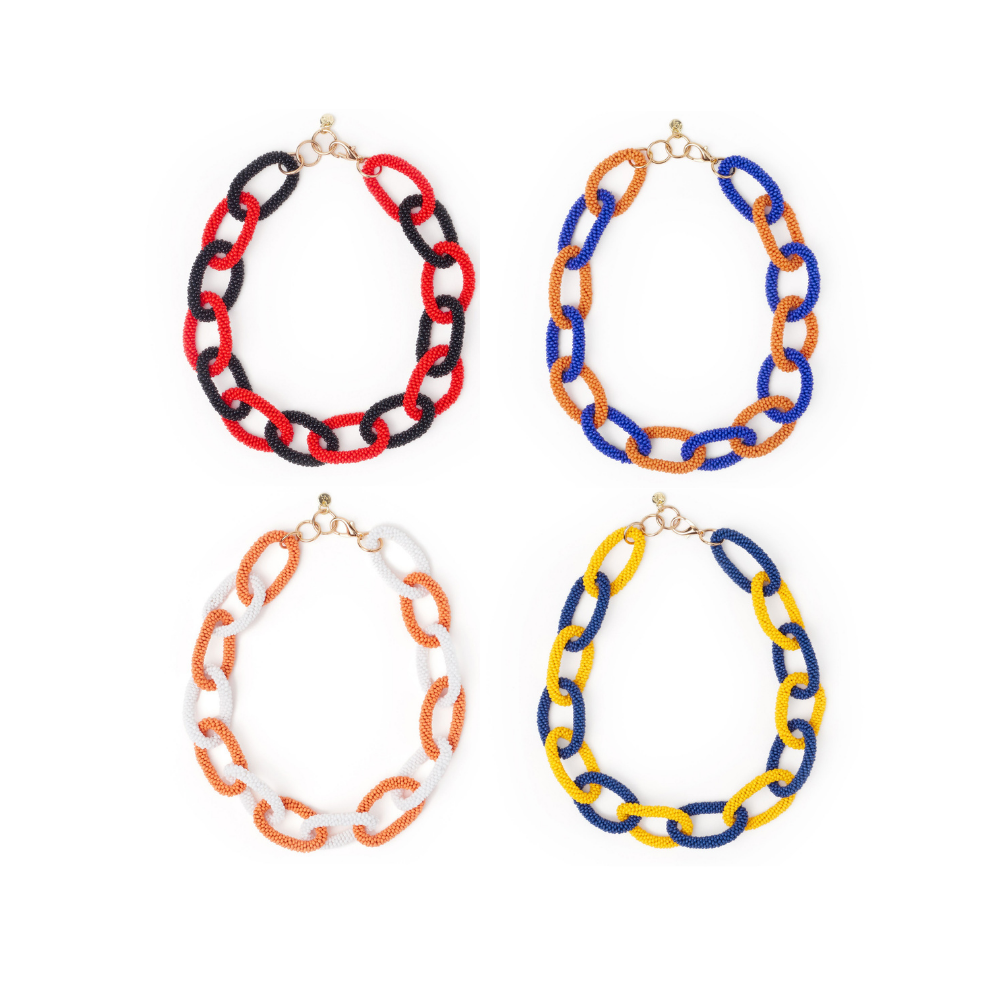 Ink + Alloy - Necklace - Gameday Beaded Chain Link - Findlay Rowe Designs
