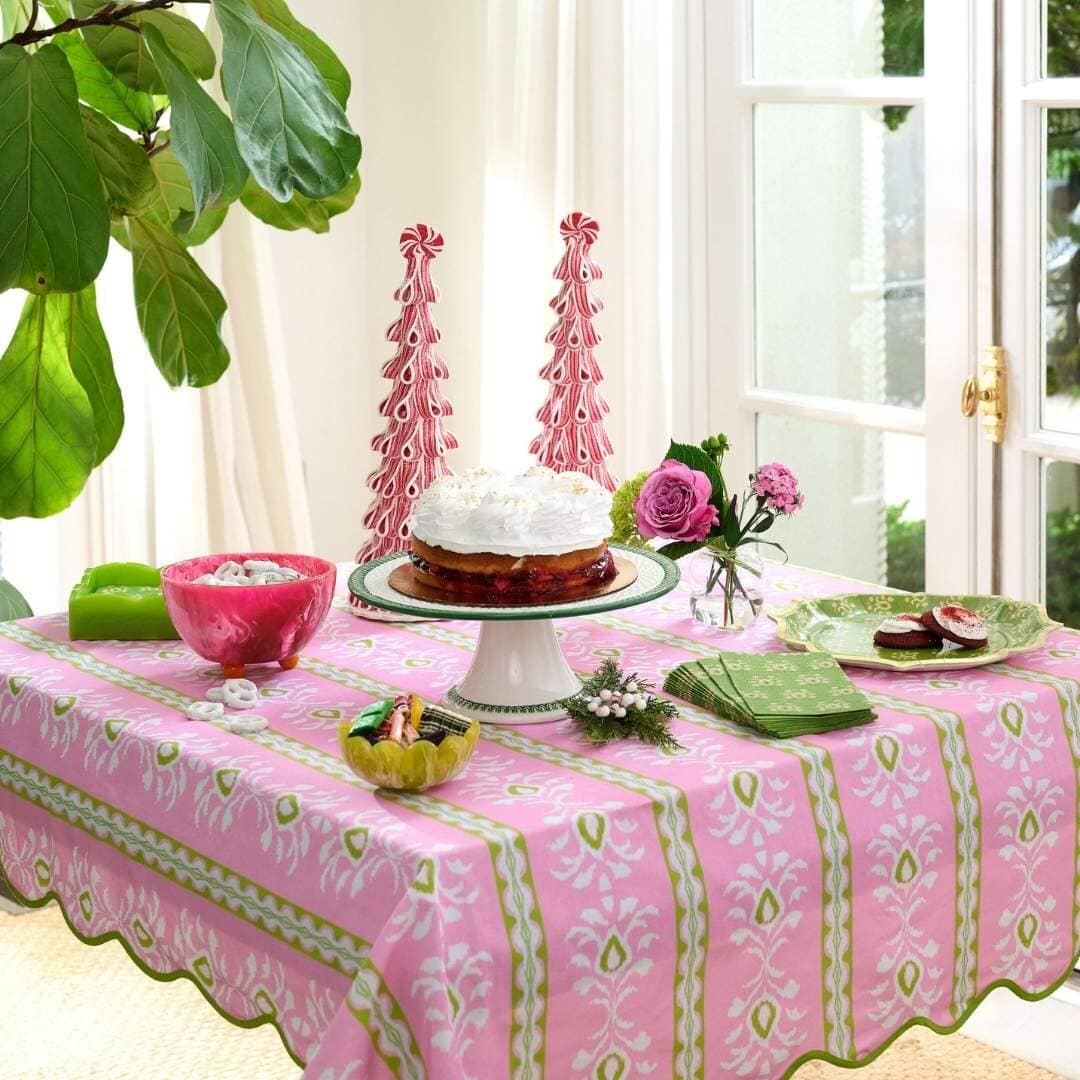 Laura Park - Square Game Tablecloth - Rosemary Stripe Pink - Findlay Rowe Designs