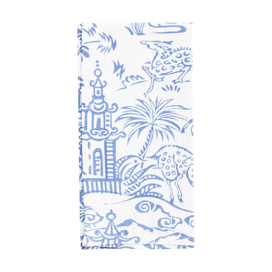 Caspari - Cloth Napkin - Pagoda Toile Blue White - Findlay Rowe Designs